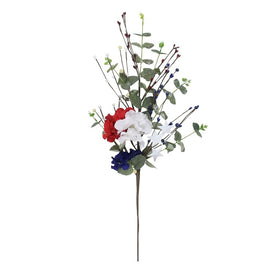 27" Red and White Fourth of July Patriotic Hydrangea Spray