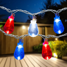 10-Count Red White and Blue LED Edison-Style Lights with 9 Ft. White Wire