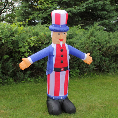 70" Inflatable White and Red Lighted Standing Uncle Sam Outdoor Decor