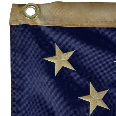 Patriotic Americana Tea-Stained Embroidered 3' x 5' Outdoor House Flag with Grommets