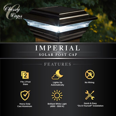 Imperial 4" x 4" Aluminum Solar Post Cap - Black - OPEN BOX