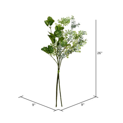 26" Artificial Green Mixed Greenery Bundles 2-Pack