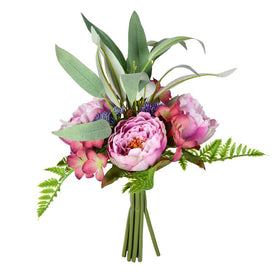 Vickerman 14" Artificial Pink-Mauve Peony Bouquet, Pack of 2