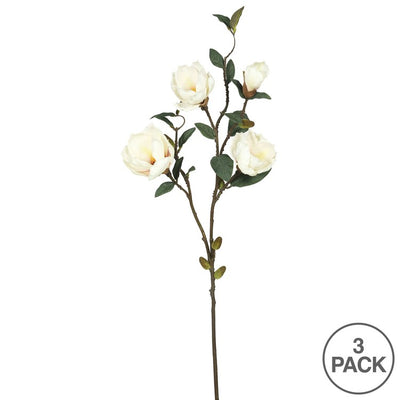 Vickerman 38" Cream Magnolia Artificial floral Stem, Set of 3