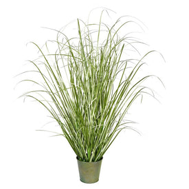 24" Artificial Native Green Grass in Iron Pot