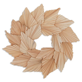 17" Natural Preserved Bleached Palm Spear Wreath