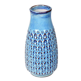 11" Powder Blue Mini Textured Ceramic Pot