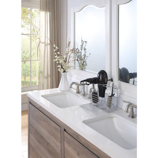 Small Metal Wire Over-the-Door Hair Care & Styling Tool Organizer - Silver