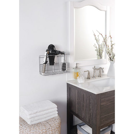 Large Metal Wire Over-the-Door Hair Care & Styling Tool Organizer - Silver