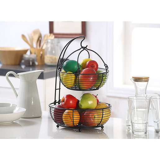 Two-Tier Multi-Function Fruit Basket with Banana Hook