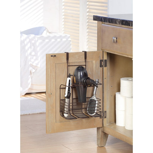 Small Metal Wire Over-the-Door Hair Care & Styling Tool Organizer - Oil Rubbed Bronze