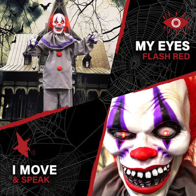 5' Grins the Animated Clown Indoor/Outdoor Battery-Operated Halloween Decoration