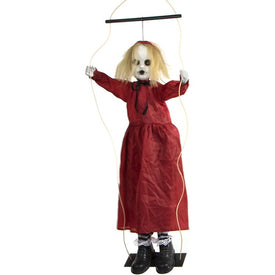 4' Red the Animated Swinging Zombie Girl Indoor/Outdoor Battery-Operated Halloween Decoration
