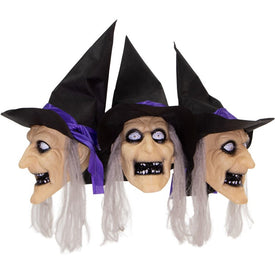 Three-Piece Witch Lawn Stakes with Flashing Eyes and Spooky Sounds Outdoor Battery-Operated Halloween Decoration