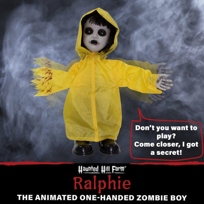 2' Ralphie the Animated One-Handed Zombie Boy Indoor/Outdoor Battery-Operated Halloween Decoration