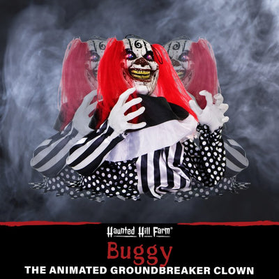 18" Buggy the Animated Groundbreaker Clown Indoor/Outdoor Battery-Operated Halloween Decoration