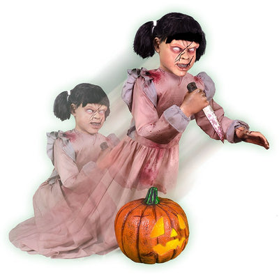 Lunging Pumpkin Carver by Tekky Indoor/Covered Outdoor Premium Plug-In/Battery Operated Halloween Animatronic