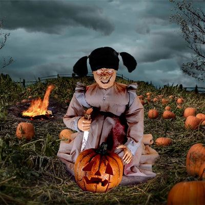 Lunging Pumpkin Carver by Tekky Indoor/Covered Outdoor Premium Plug-In/Battery Operated Halloween Animatronic