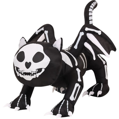 6' Inflatable Pre-Lit Skeleton Cat