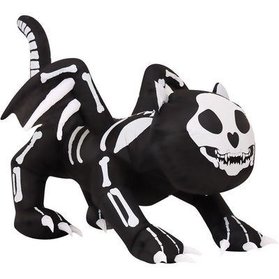 6' Inflatable Pre-Lit Skeleton Cat