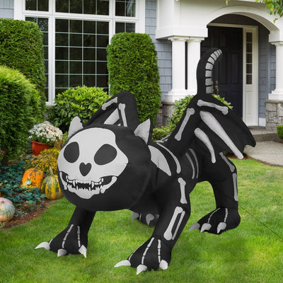 6' Inflatable Pre-Lit Skeleton Cat