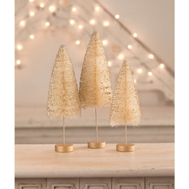 Opal Gold Glow Bottle Brush Trees Set of 3
