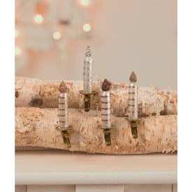 Metallic Striped Candle Ornaments Set of 4