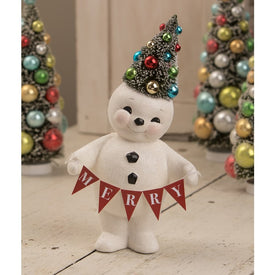 Merry Snowman with Tree Medium