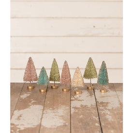 Pretty in Pastel Mini Bottle Brush Trees in Box Set of 7