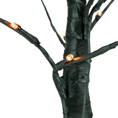 24" LED Lighted Black Weeping Halloween Twig Tree with Orange Lights