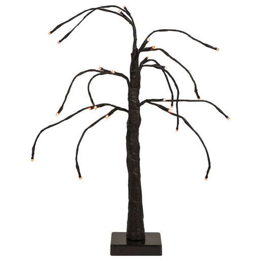 24" LED Lighted Black Weeping Halloween Twig Tree with Orange Lights