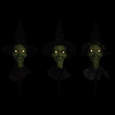 Smirking Witch Halloween Pathway Markers Set of 3