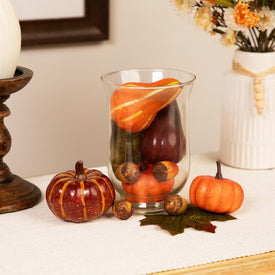 Autumn Harvest Artificial Pumpkin Gourd Acorn and Leaf Decoration 10-Piece Set