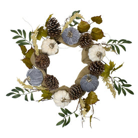 24" Unlit Pumpkins Foliage Grapevine Artificial Thanksgiving Wreath