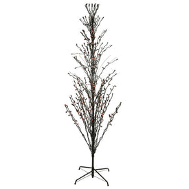 6' Pre-Lit Black Cascade Outdoor Halloween Twig Tree with Orange Lights