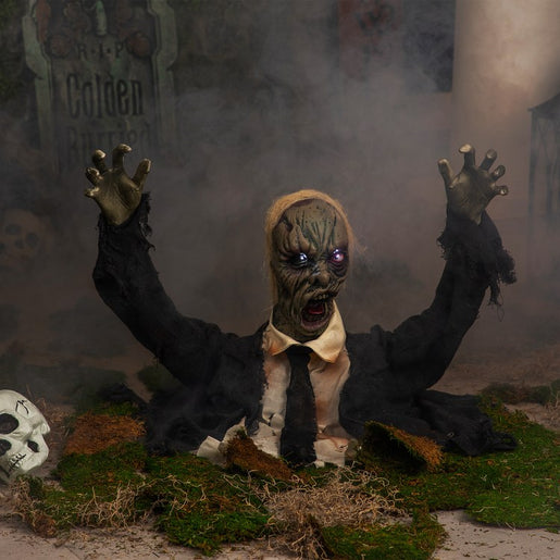 19" Lighted and Animated Groundbreaking Zombie Halloween Decoration