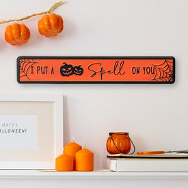 20" Orange and Black "I Put a Spell on You" Halloween Wall Sign