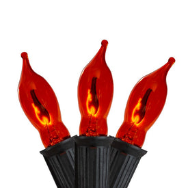 10-Count Flickering Orange Flame C7 Halloween Lights with 9' Black Wire