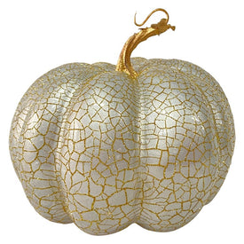 7" Champagne Gold Crackled Fall Harvest Pumpkin Decoration