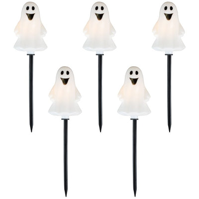 Ghost-Shaped Halloween Pathway Markers with 3.75' Black Wire Set of 5 - OPEN BOX