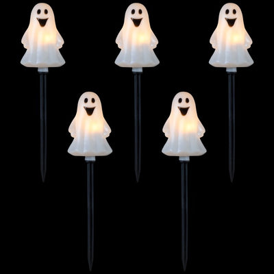 Ghost-Shaped Halloween Pathway Markers with 3.75' Black Wire Set of 5 - OPEN BOX