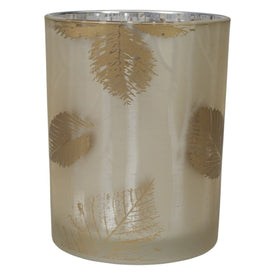5" Matte Gold and White Birch Flameless Glass Candle Holder