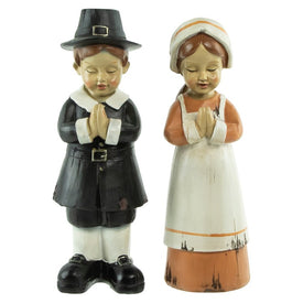 9.25" Pilgrim Children Praying Fall Decorations Set of 2