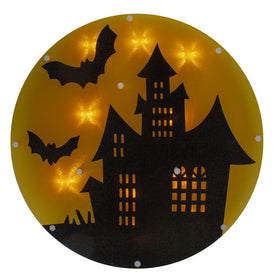 13.75" Lighted Haunted House Halloween Window Silhouette