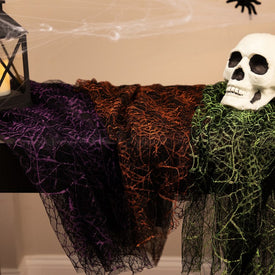 6' Purple Orange and Green Spiderweb Halloween Decorations Set of 3