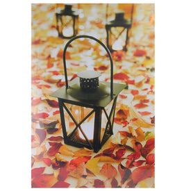 23.5" x 15.5" LED Lighted Fall Foliage and Lanterns Canvas Wall Art