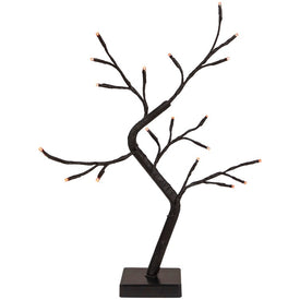 15" LED Lighted Black Weeping Halloween Twig Tree with Orange Lights