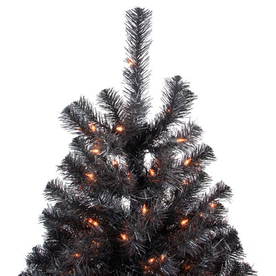 4' Pre-Lit Black Noble Spruce Artificial Halloween Tree with Orange Lights