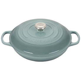 Signature 3.5-Quart Cast Iron Braiser with Stainless Steel Knob - Sea Salt