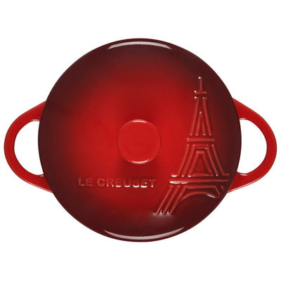 Eiffel Tower 8 Oz Mini Round Cocotte with Embossed Lid - Cerise